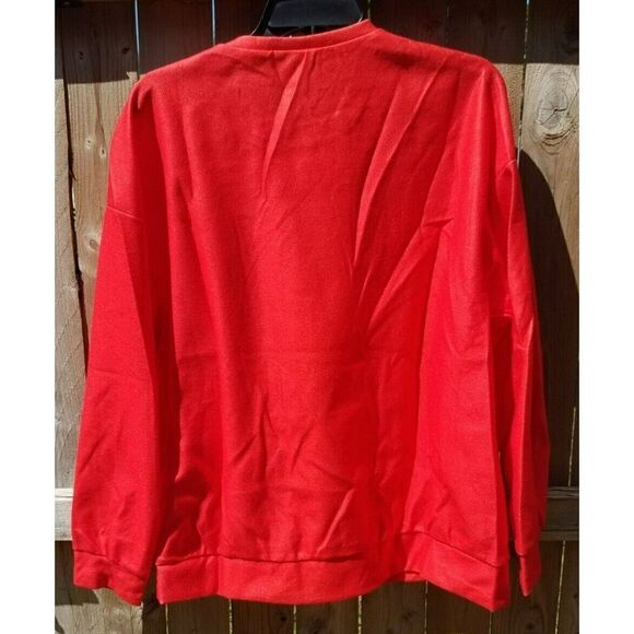 Ugly Sweater Sweatshirt Red Christmas Winter Reindeer Red 2XL - Picture 2 of 5